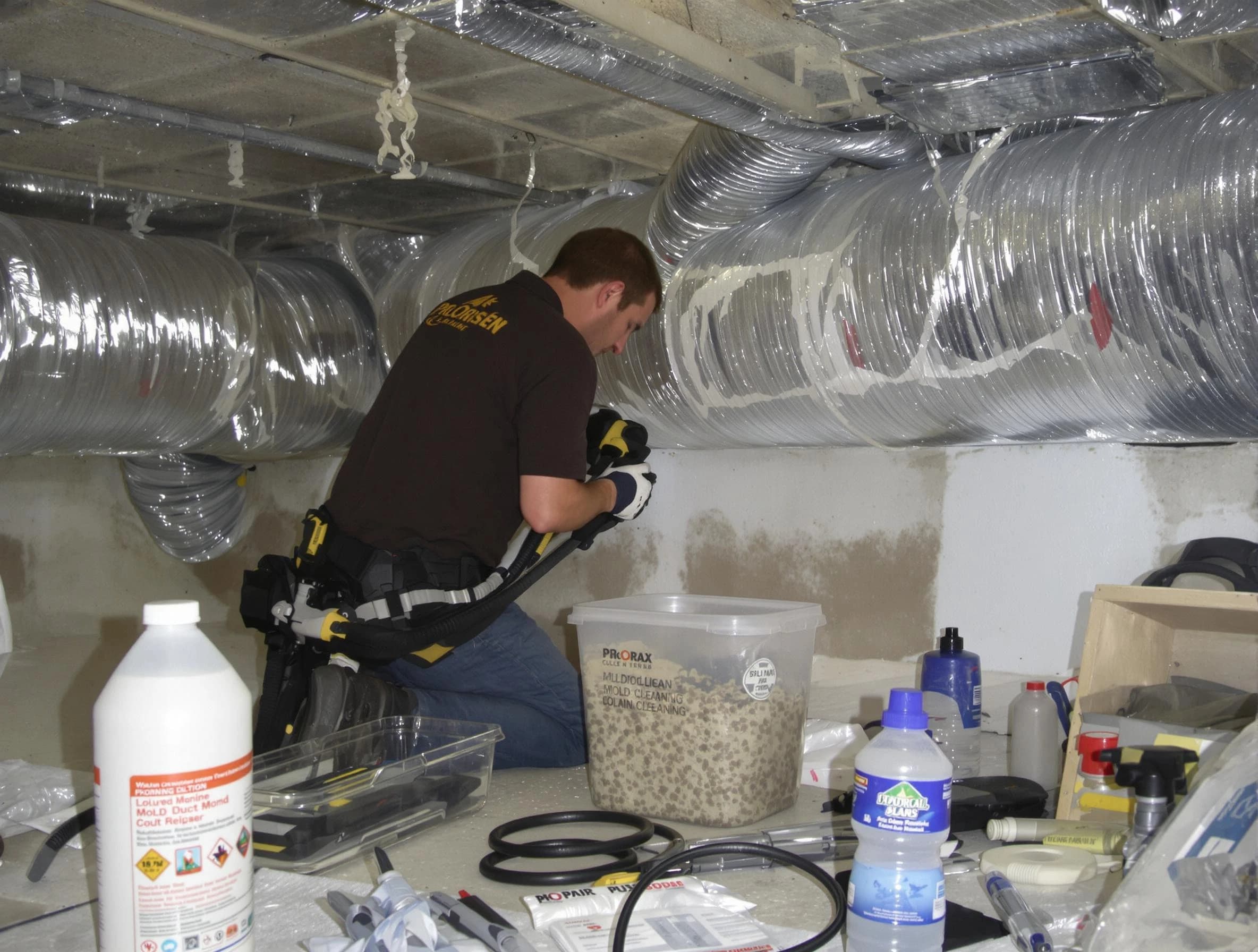 Taylorsville Air Duct Cleaning specialist performing professional mold removal from air ducts in Taylorsville