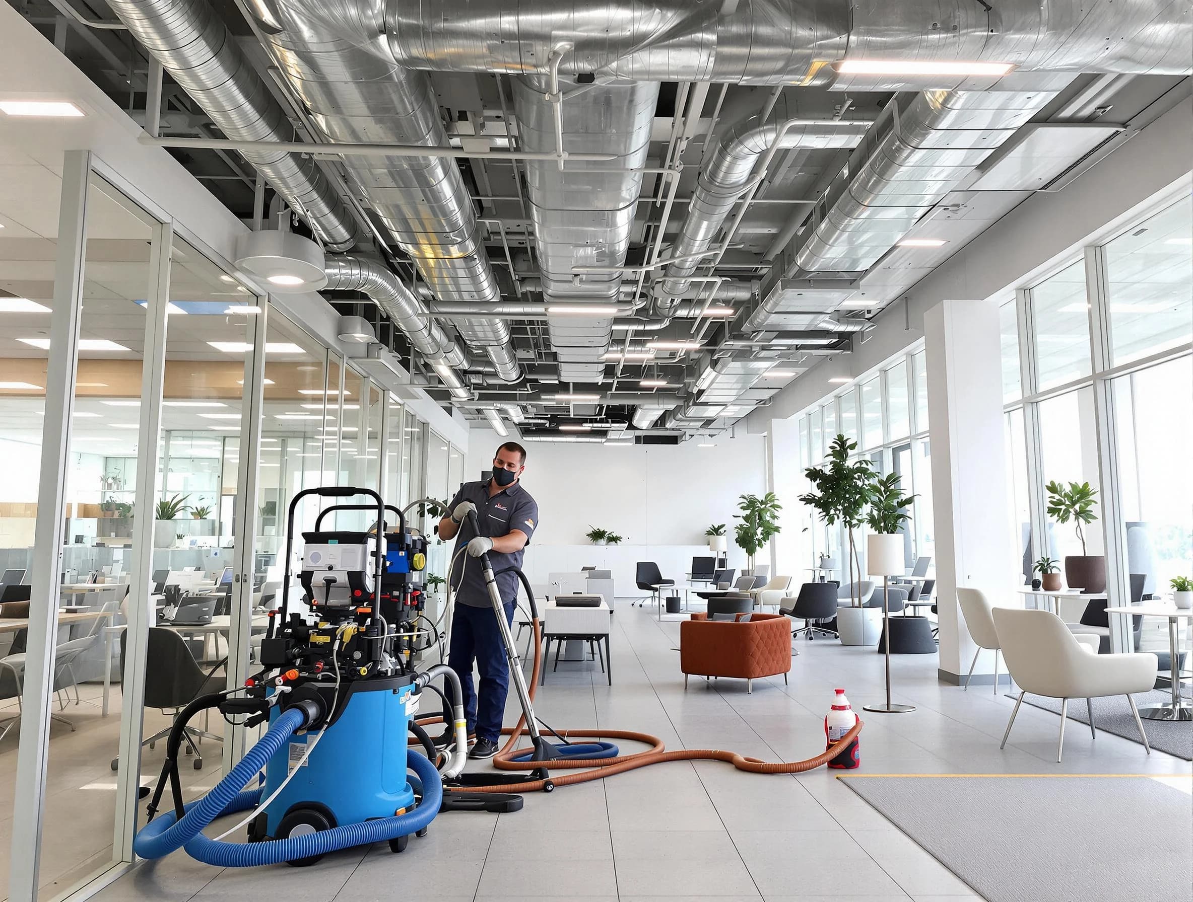 Taylorsville Air Duct Cleaning team conducting comprehensive commercial duct cleaning at a business location in Taylorsville