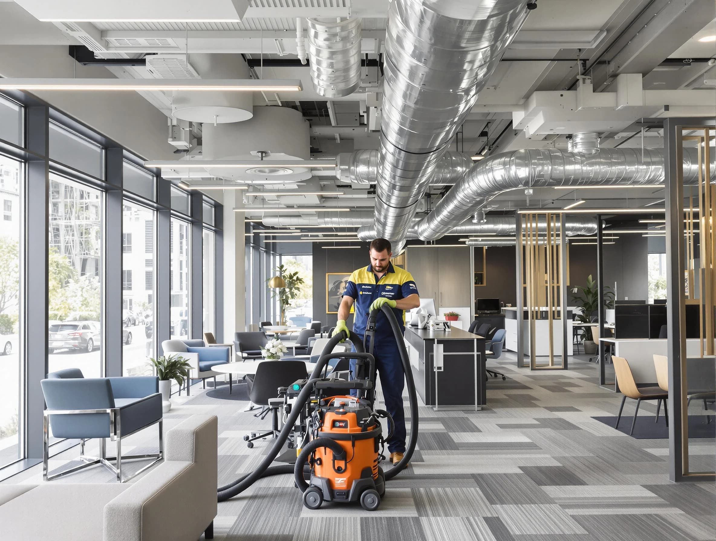Taylorsville Air Duct Cleaning team performing thorough commercial duct cleaning at a Taylorsville business center