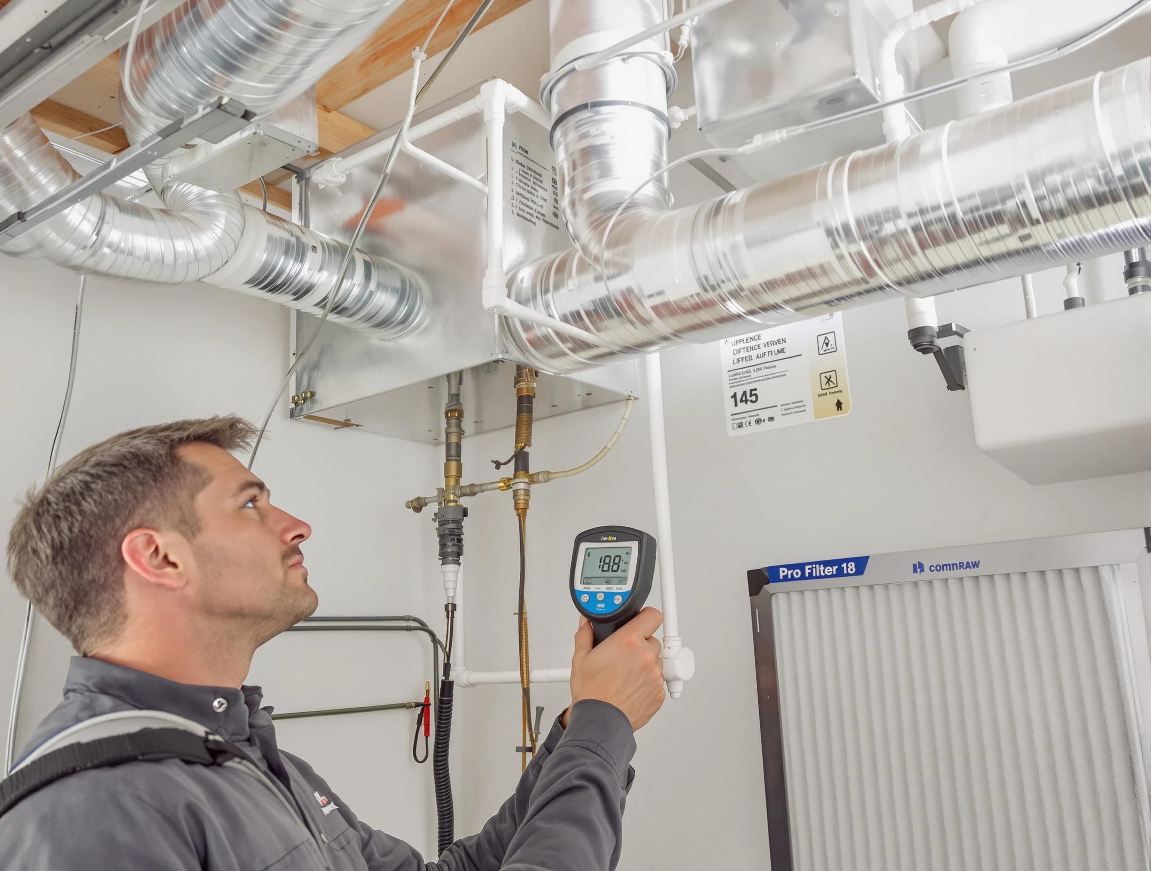 Taylorsville Air Duct Cleaning expert conducting detailed filter system inspection using diagnostic tools in Taylorsville